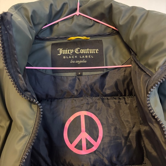 Juicy Couture Black Label Down Blend Puffer Jacket Olive Dark Green Womens Small - Picture 5 of 5